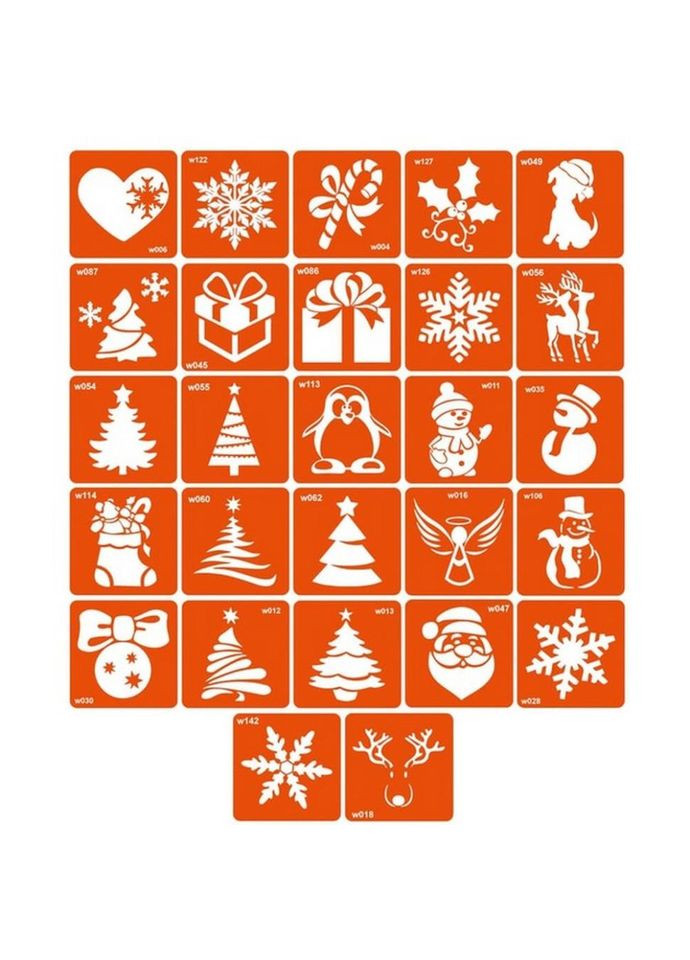 Набір трафаретів для біо-тату "W - зима" w_simple_5x5_27_1 No Brand (330604387)