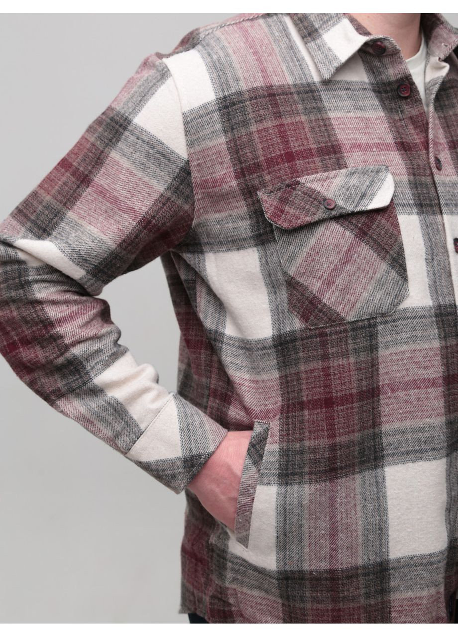 Бордовая повседневный рубашка в клетку Jean Piere