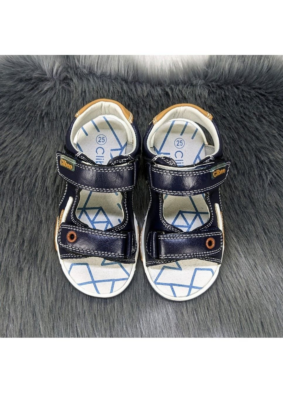 Темно-синие повседневные босоножки детские для мальчика Clibee на липучке