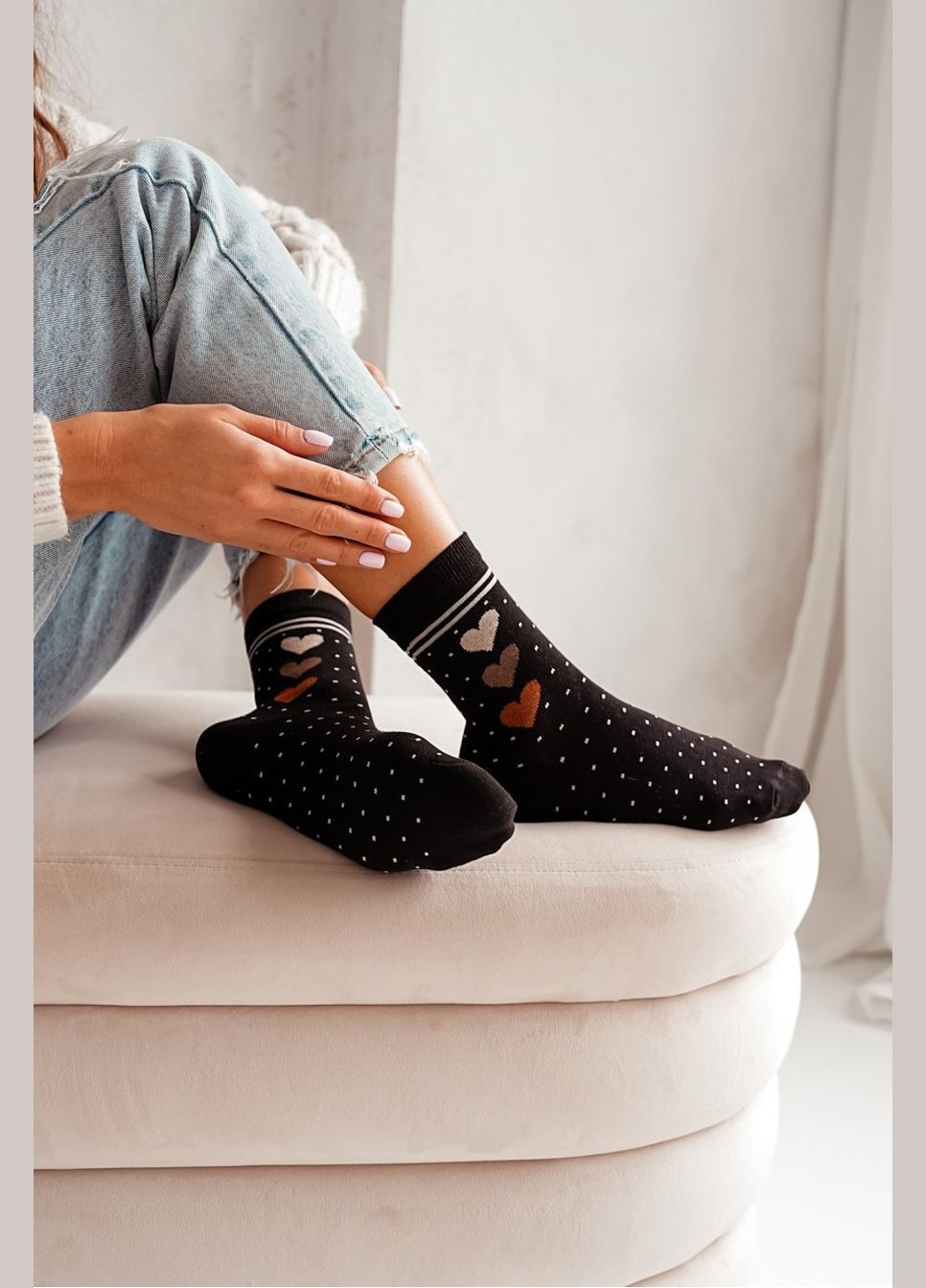 Чёрные женские носки Milena сердечки (317702635)