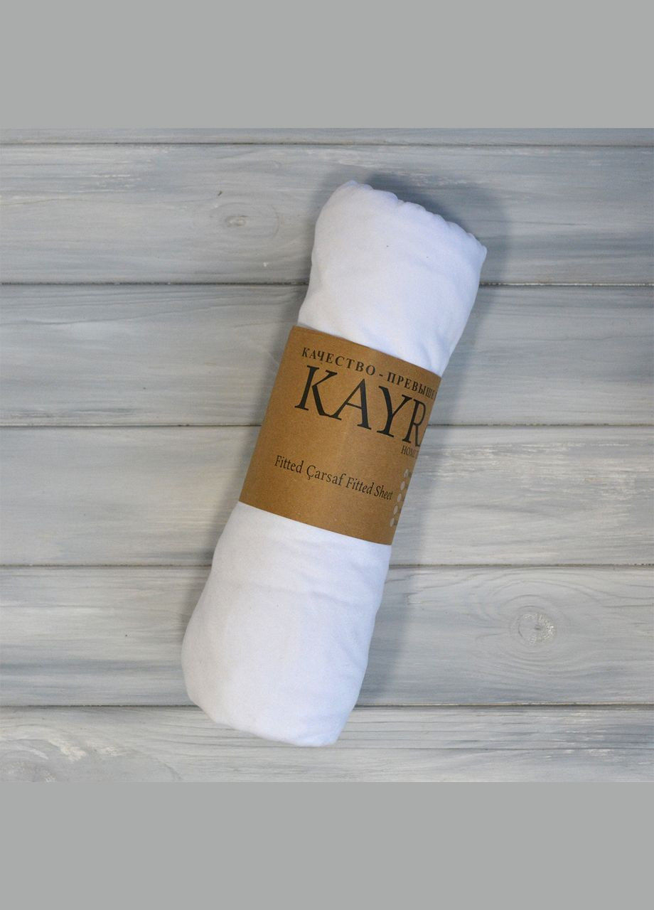 Простирадло 160х200+25см трикотаж на резинці Біле Kayra (318382487)