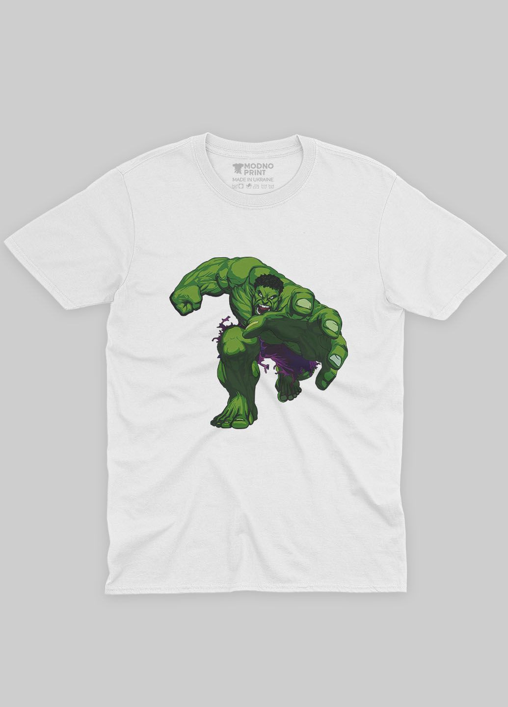 Біла демісезонна футболка для хлопчика з принтом супергероя - халк (ts001-1-whi-006-018-010-b) Modno