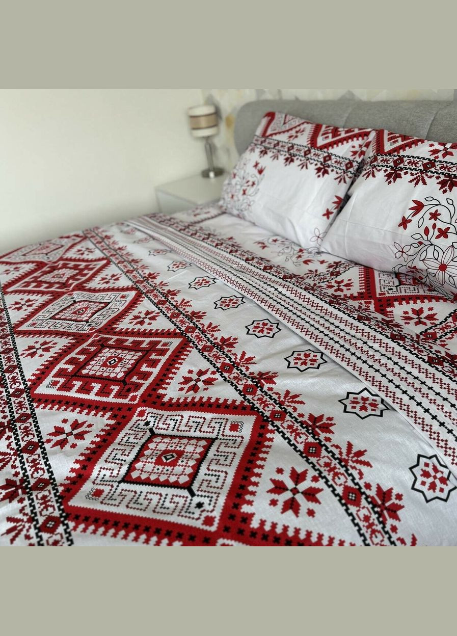 Постельное белье семейное белое Вышиванка Бязь Голд 157601 Ananasko (325701329)