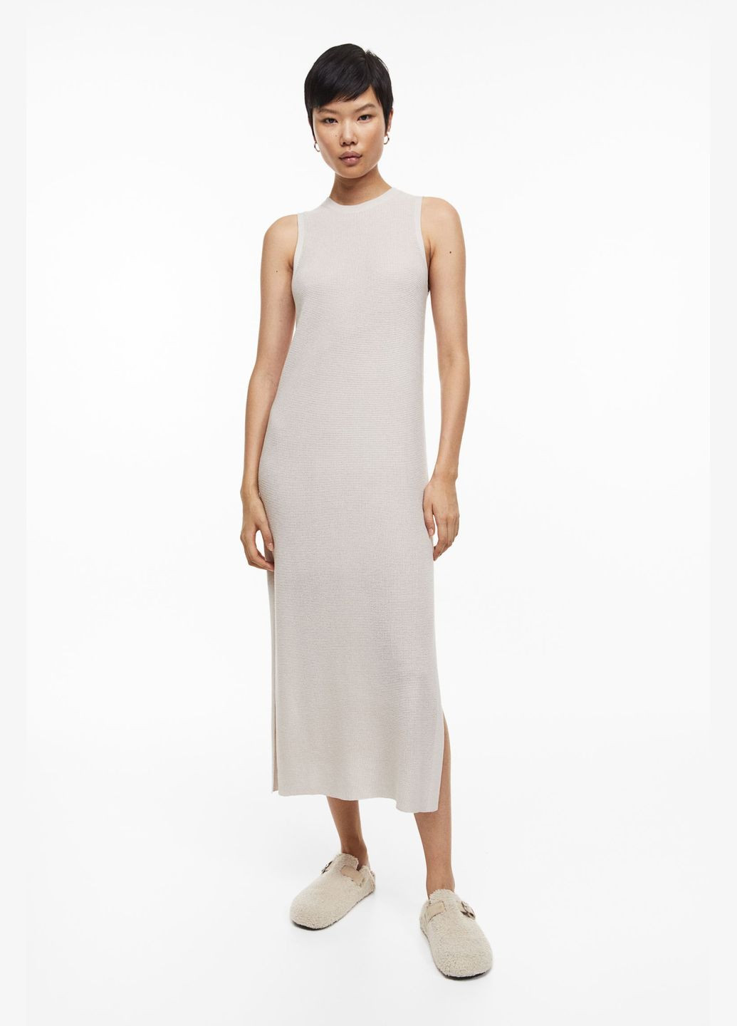 Серо-бежевое повседневный платье H&M однотонное