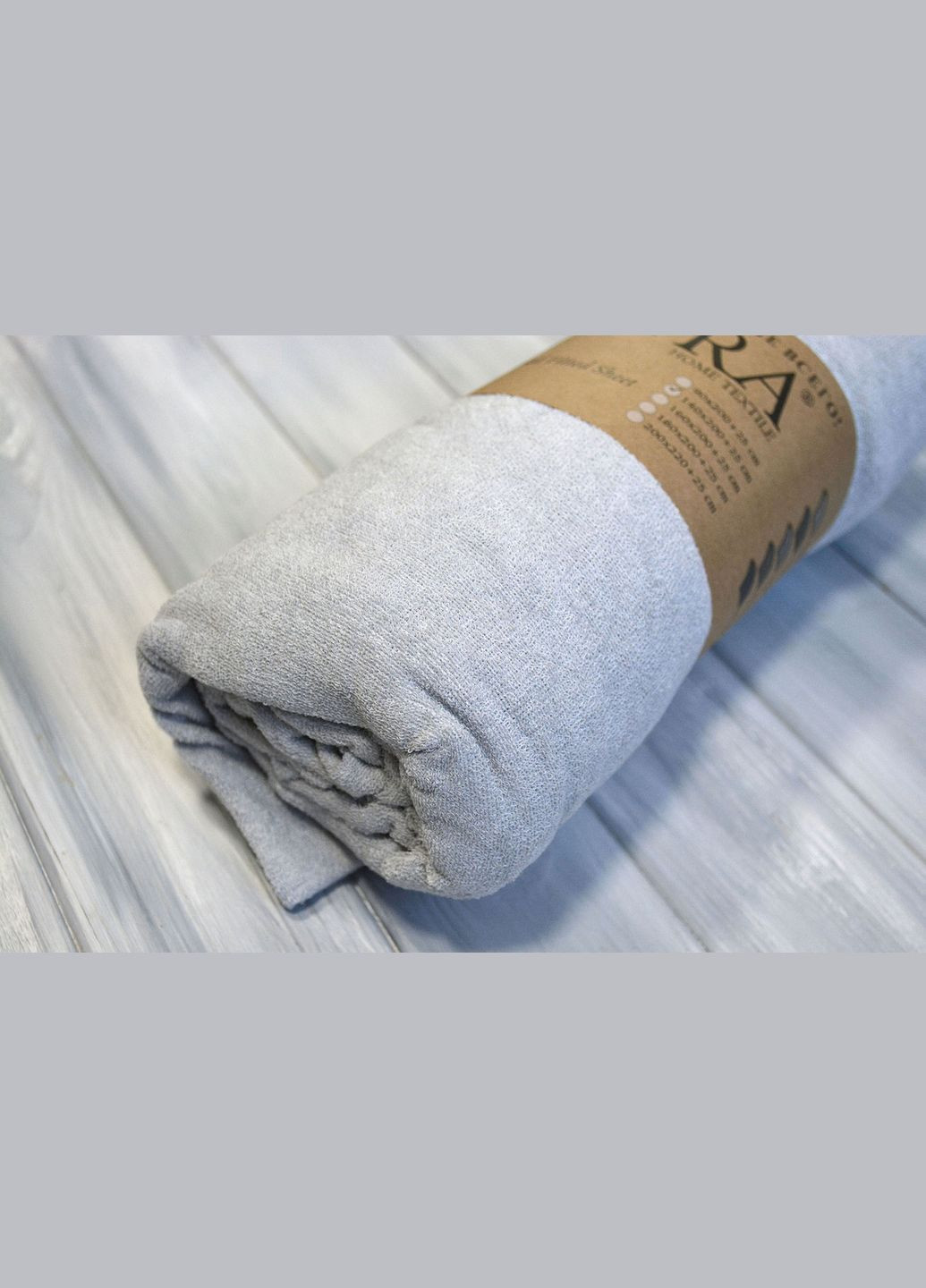 Простирадло 140х200+25см махрове на резинці Світло-сіре Kayra (318382166)