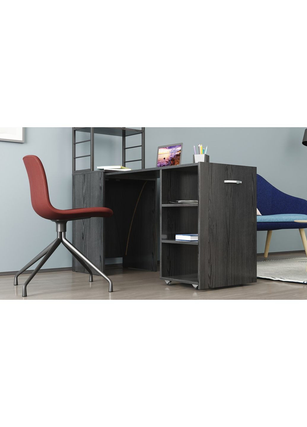 Стол-тумба трансформер Смарт 4/2 с этажеркой 1430x1450x600 Черный металл ДСП 16 мм (FRD-105132) Ferrum-decor (361944286)