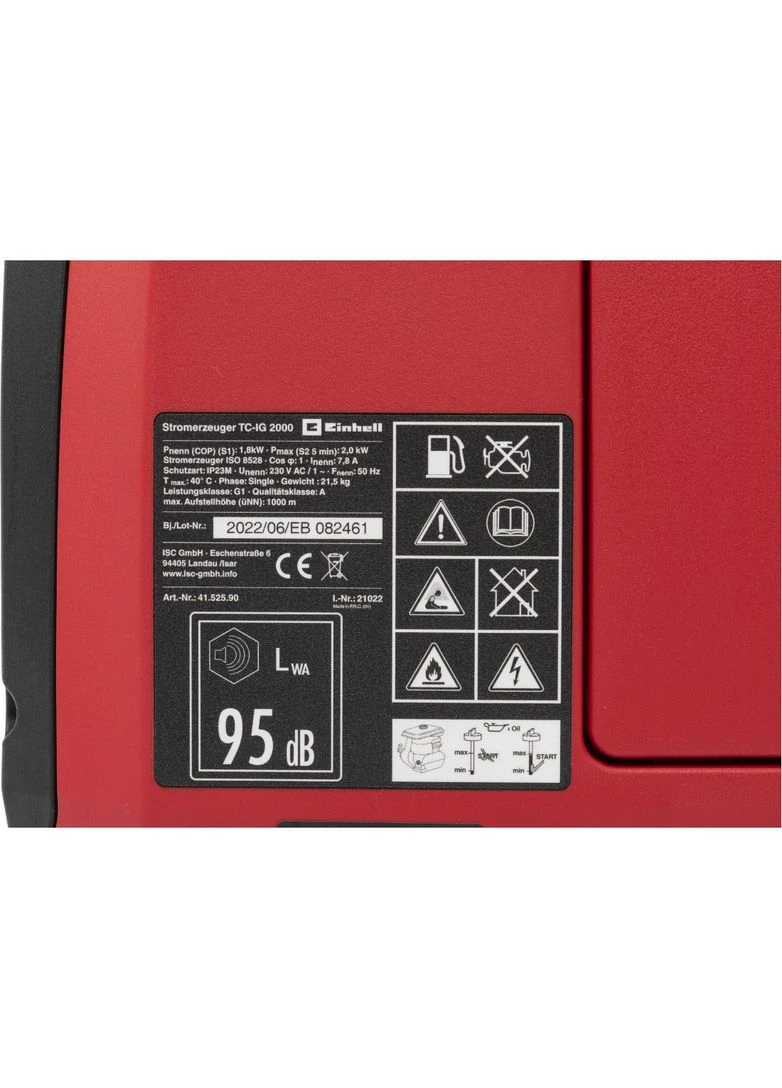 Инверторный бензиновый генератор TC-IG 2000 1.8/2 кВт (4152590) EU [157182] Einhell (400894030)