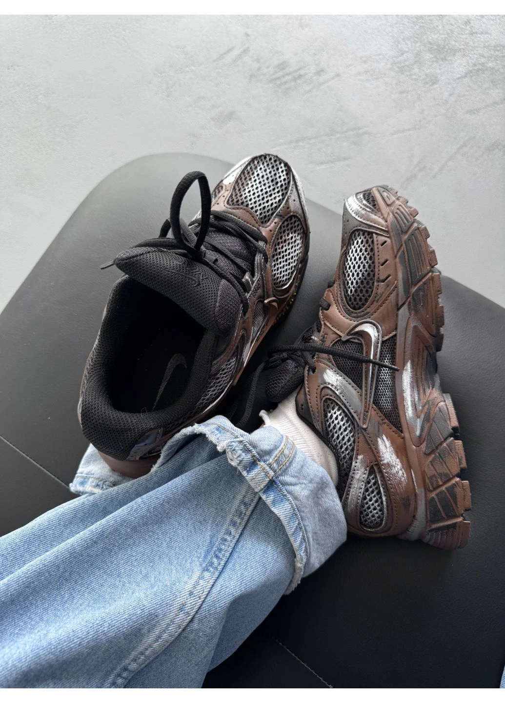 Коричневі кросівки чоловічі nike v5 rnr custom brown black | найк в5 рнр коричневі демісезон No Brand