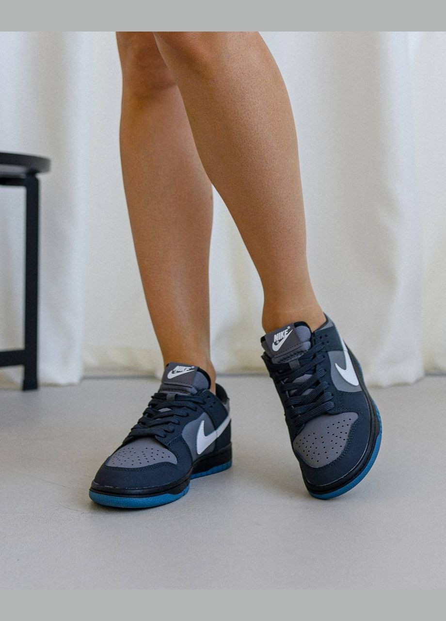 Серо-синие демисезонные женские кроссовки nike sb dunk low antracite (реплика) серо-синие No Brand