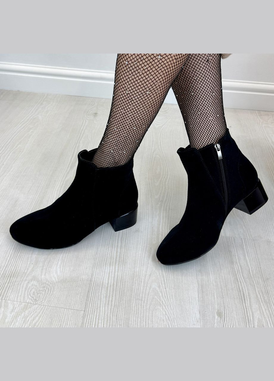 Зимние ботинки замшевые женские на маленьком каблуке, Vasha para из натуральной замши