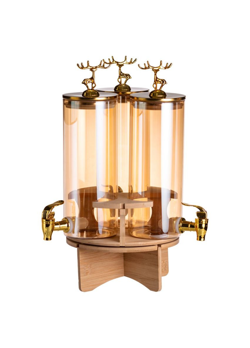 Диспенсер для напитков тройной 5,5 л на бамбуковой подставке Коричневый Yiwu (360455091)