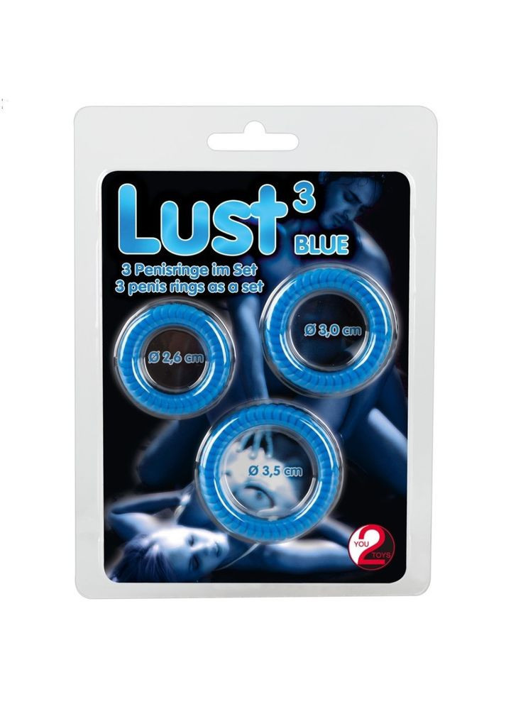 Набір із 3 синіх силіконових ерекційних кілець "lust 3 cock rings" You2Toys (301021068)