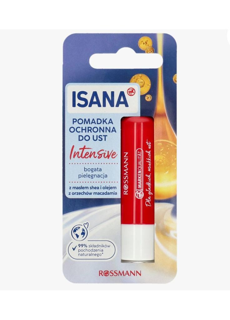 Бальзам для губ від тріщин з олією макадамії Lippenpflege intensive 4,8 г Isana (366569565)