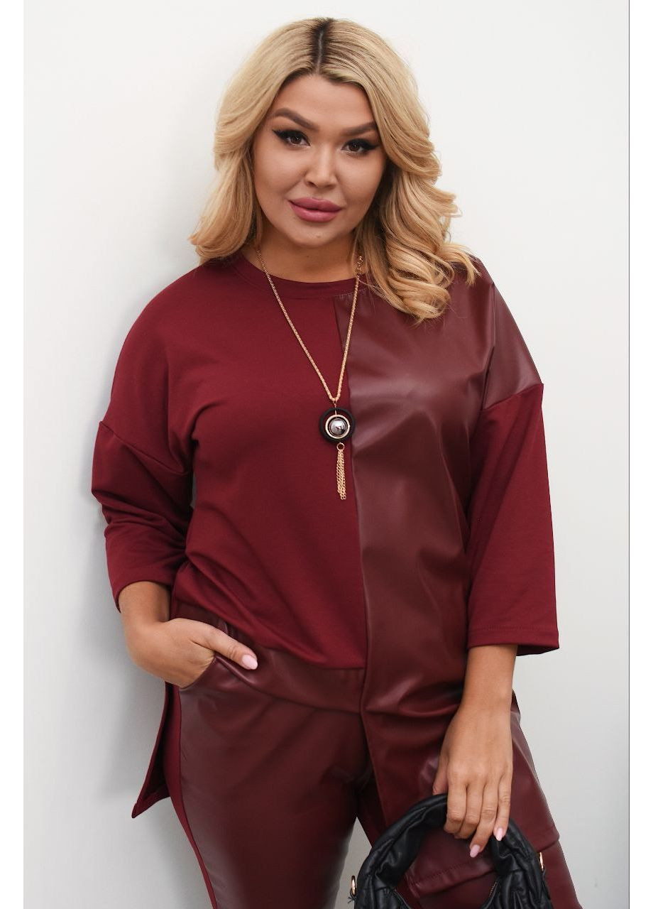 Костюм 066 двойка Лосины и туника двунитка+экокожа Україна (368727101)