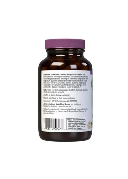 Хелатний Кальцій і Магній, Chelated Calcium Magnesium,, 60 таблеток Bluebonnet Nutrition (369741782)