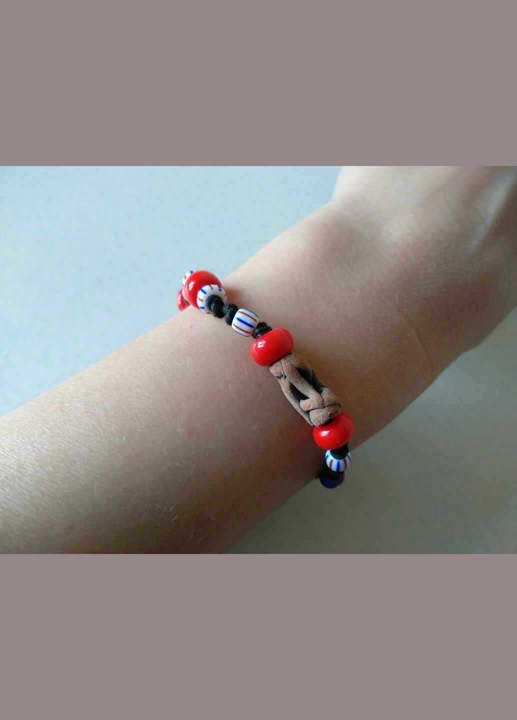 Керамический браслет ручной работы с чешским стеклянным бисером №1 Коти&Ангели (302450802)