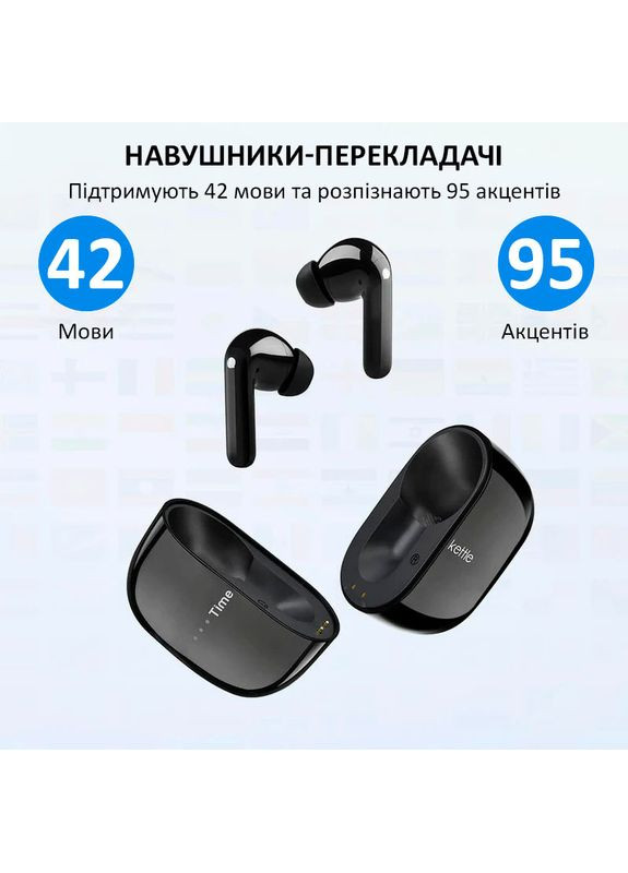 Наушники переводчик M3 синхронный перевод, музыка, звонки, 42 языка, офлайн + онлайн Black Timekettle (315148474)