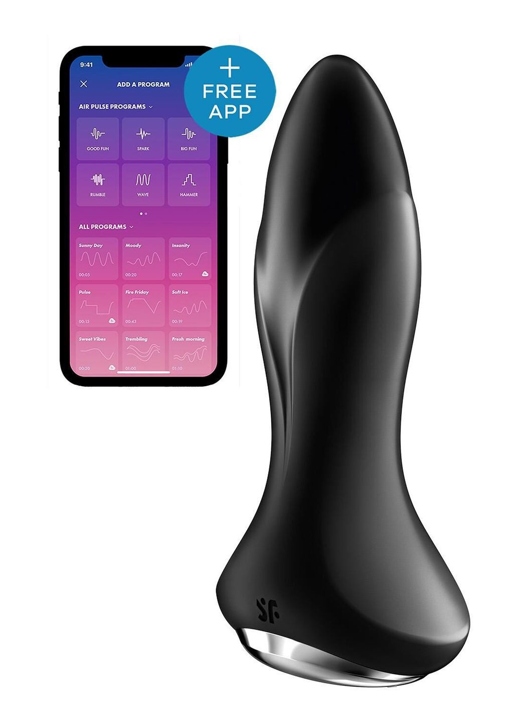 Анальна смарт-вібропробка із перлинним масажем Rotator Plug 1+ Black Satisfyer (366876076)