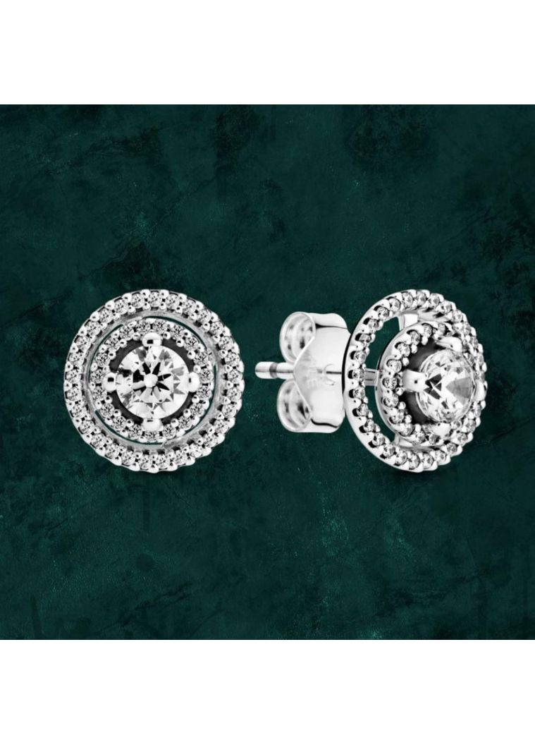 Срібні сережки "Блискучий подвійний ореол" Pandora (Пандора) 299411C01 No Brand (363028226)