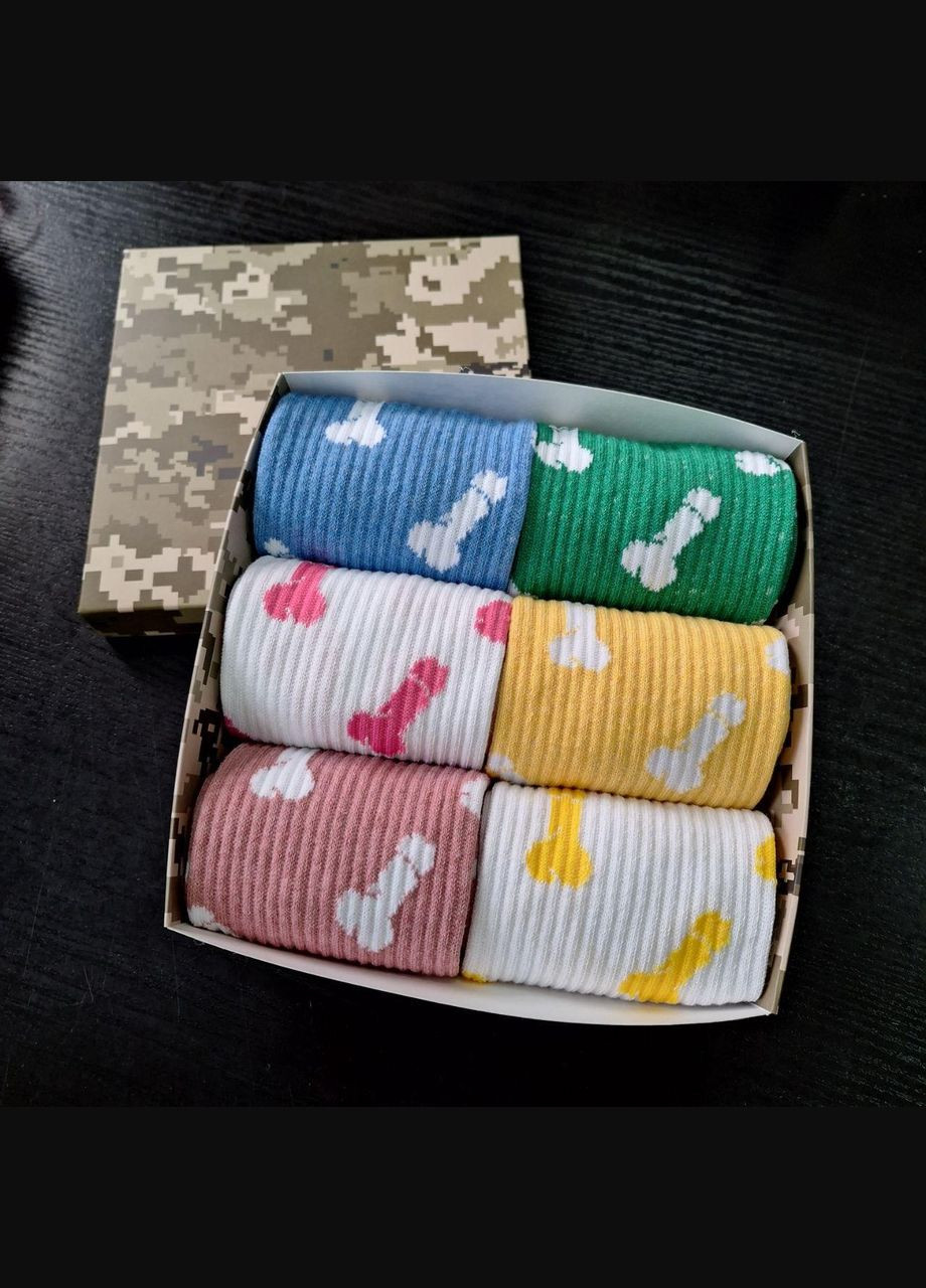 Комбіновані бокс чоловічих високих шкарпеток 40-45 на 6 пар у подарунковій коробці Vakko (307009109)