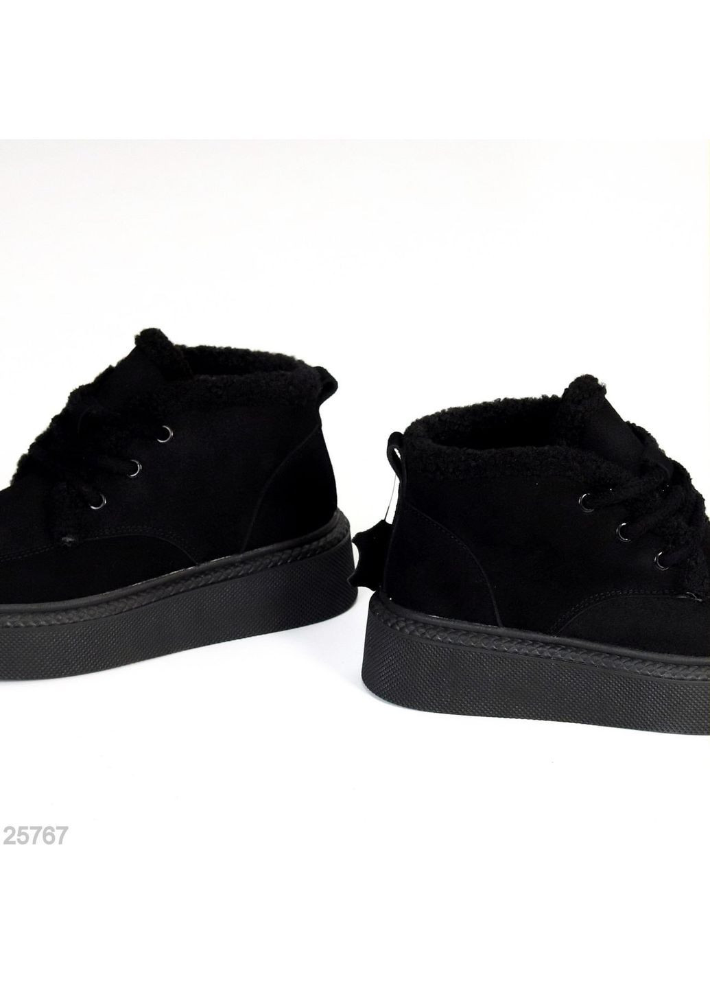 Жіночі зимові черевики Maline, чорні, натуральна замша, на платформі з екохутром No Brand (366079967)