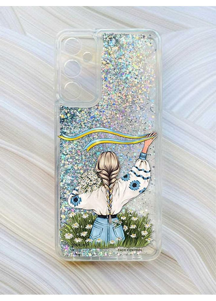 Чохол з плаваючими блискітками на Samsung Galaxy A35 (A356) Сріблястий:: Дівчина зі стрічкою (принт 17) CASE CONTROL (360703990)
