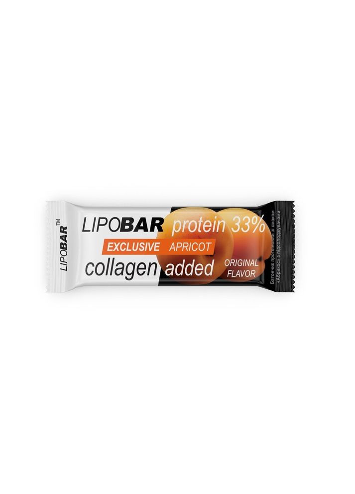 Батончик Exclusive Protein Bar, 50 грам збагачений біоактивним колагеном Peptan - Абрикос Lipobar (365435187)