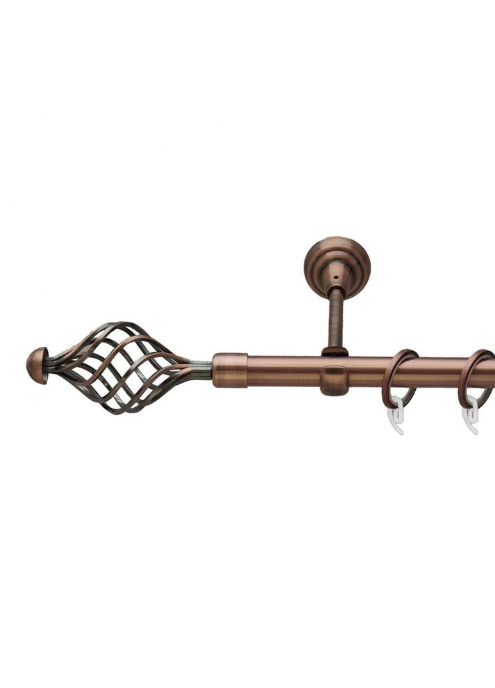 Карниз Арезо металлический однорядный открытый гладкая труба Медь 19 мм 200 см (00-00011786) ORVIT (300282302)