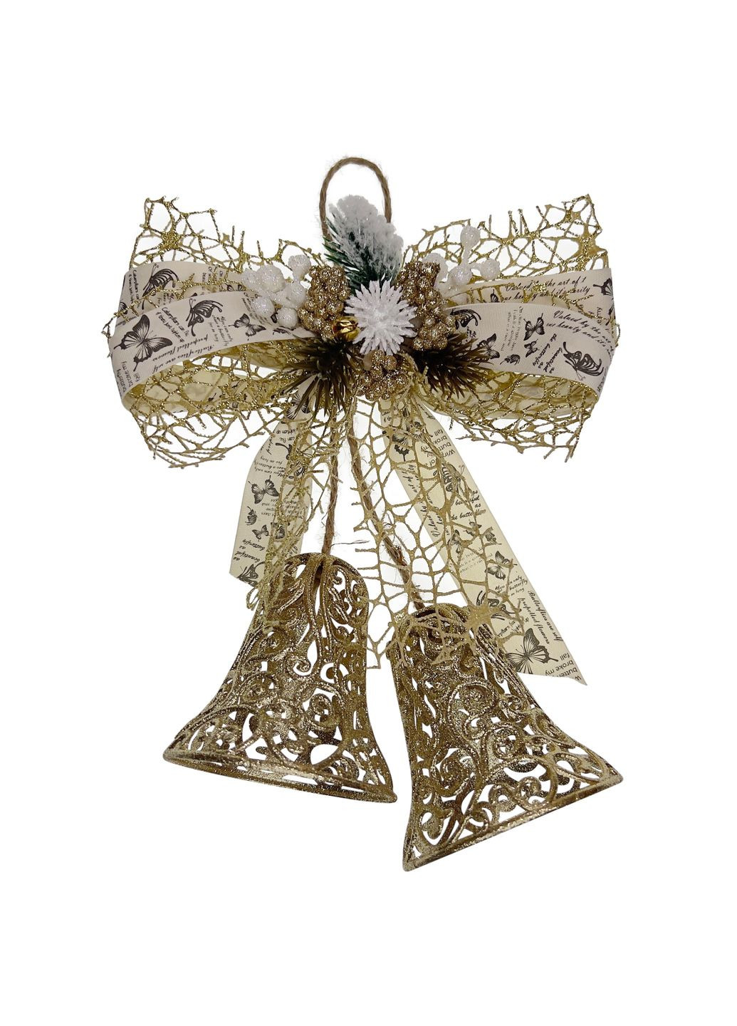 Прикраса новорічна Дзвіночки ажурні з декором №11 20х30х8 см MIS LT (365627178)