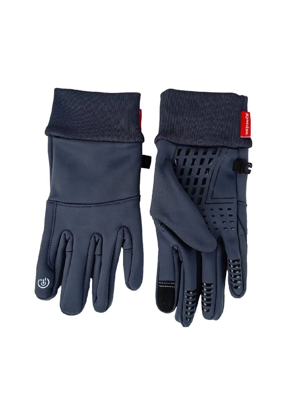 Рукавички із сенсорним нековзним покриттям світловідбивним елементом із водовідштовхувального матеріалу (478328-Prob) Сірі М Unbranded (304140640)