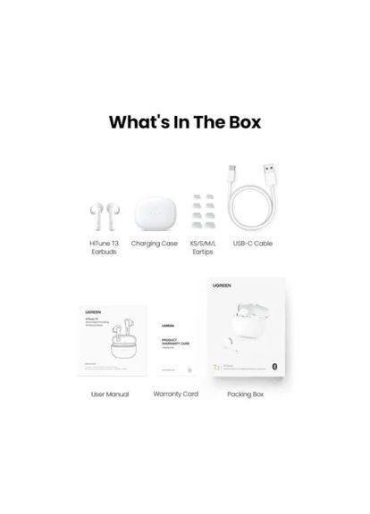 Беспроводные наушники HiTune T3 Active Noise-Cancelling Wireless Earbuds,IPX5, White(UGR-90206) (UGR-90206) Ugreen WS106 (372679708)