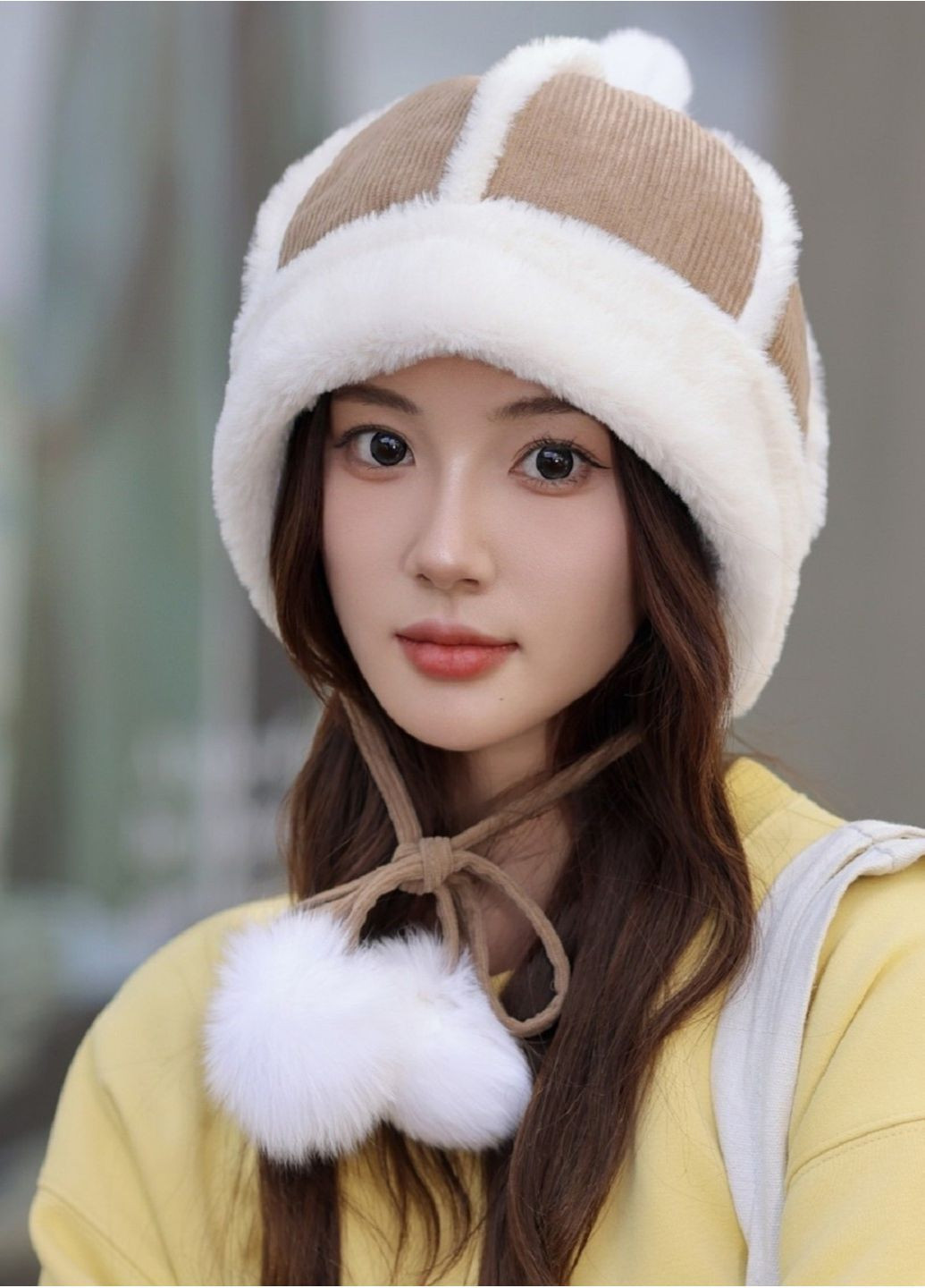 -Вушанка з Помпоном, М’яка Тепла Шапка зі Штучним Хутром та китицями No Brand Жіноча Зимова Шапка (363838656)