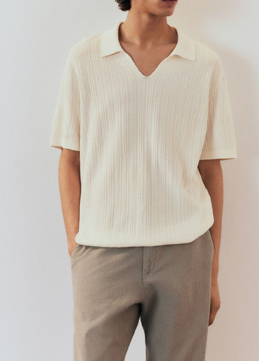 Молочная футболка-поло для мужчин H&M