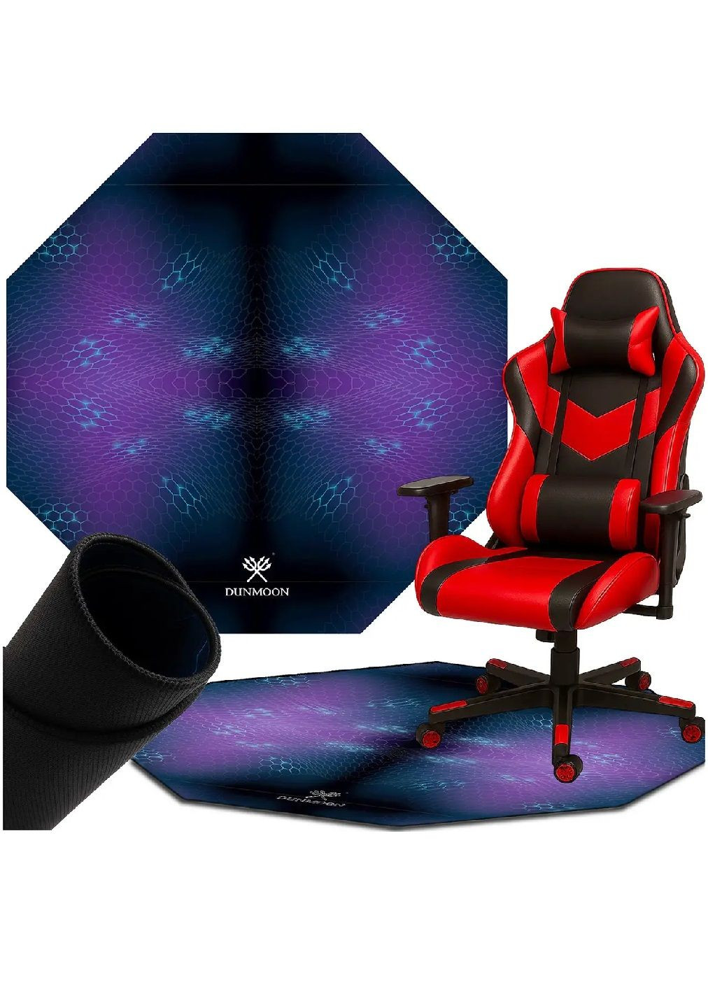 Восьмиугольный коврик с противоскользящим основанием под геймерское компьютерное офисное кресло 120x120 см (481280-Prob) Черный Unbranded (359701914)