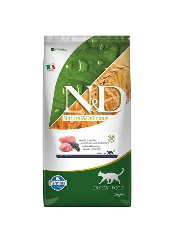 N&D Prime GF Cat Lamb & Blueberry Adult - Беззерновой сухой корм с ягнёнком и черникой для взрослых котов - 10 кг Farmina (327257242)