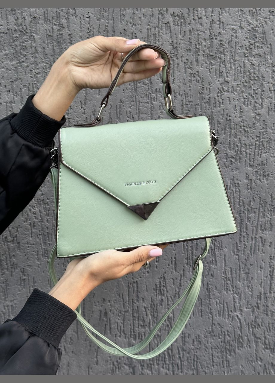 Жіноча класична сумка на ремінці крос-боді з ланцюжком через плече оливка зелена No Brand (299279341)