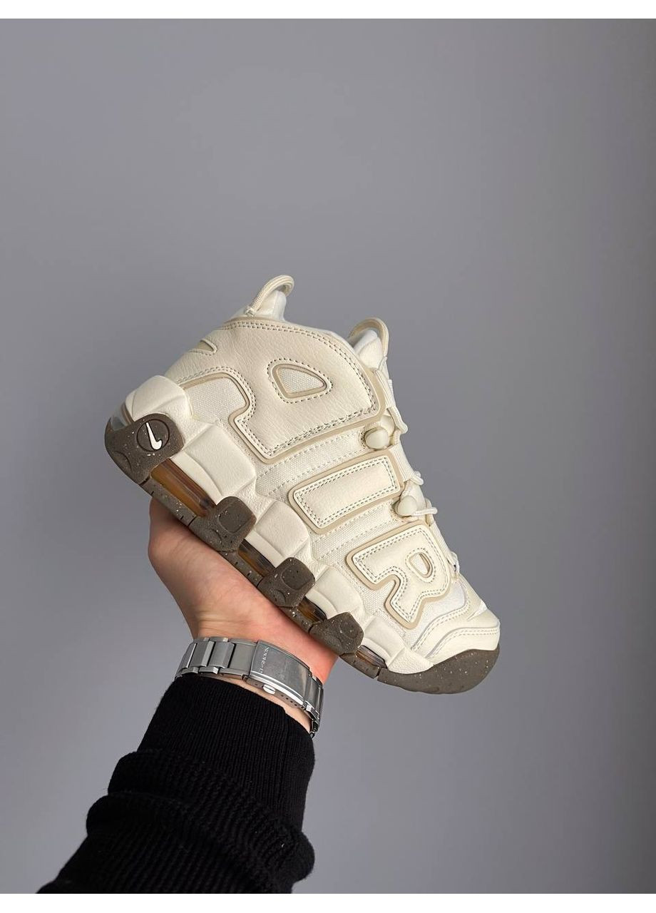 Бежевые демисезонные кроссовки мужские и женские nike air more uptempo | найк аир мор уптемпо бежевые No Brand