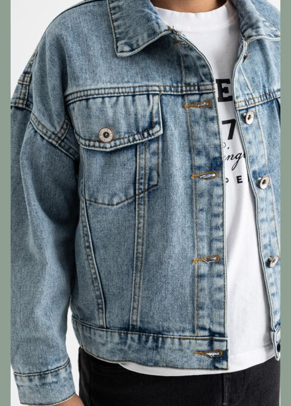 Пиджак детский для девочки джинсовый голубого цвета Let's Shop (292251728)