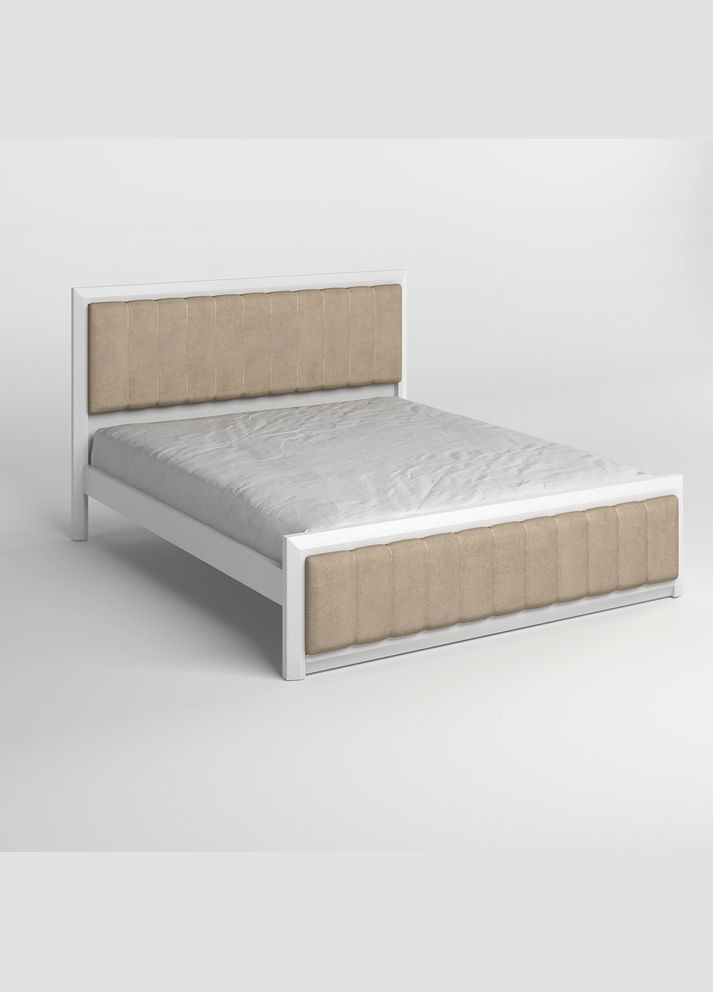 Полуторне дерев'яне ліжко Барселона Б1 (RAL9003)/Аляска 23 (Бежевий) 120х200 см (MBG-11629) Mebigrand (366088180)