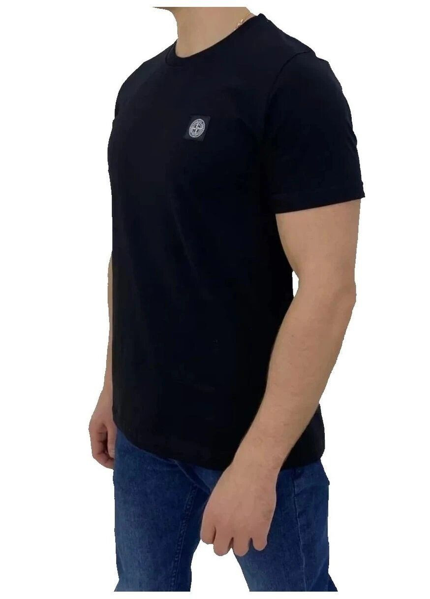 Черная футболка мужская с коротким рукавом Stone Island CLASSIC LOGO