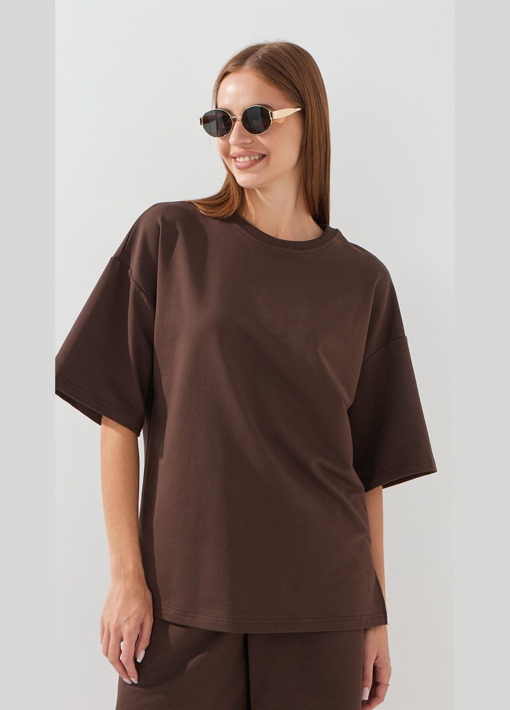 Футболка однотонная женская WBC02466 Темно-коричневый shop (2000999210631) LAWA - (354936024)
