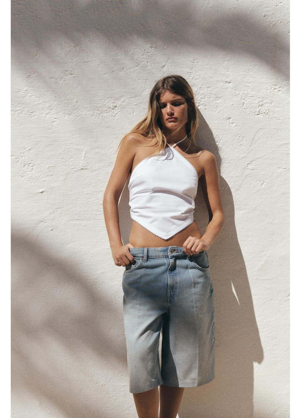 Джинсовые шорты trf со средней посадкой Zara (351851144)