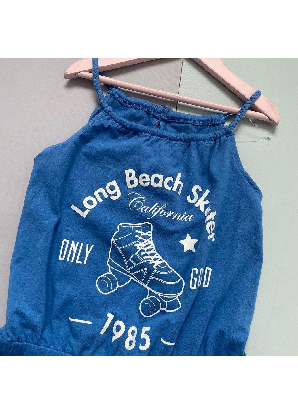 Комбинезон ромпер хлопчатобумажный летний на девочку, синий. Lupilu (333334687)