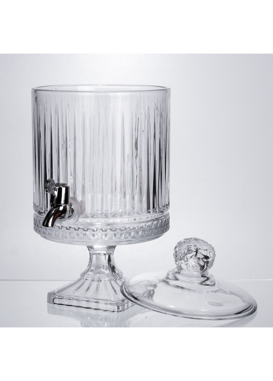 Лимонадниця скляна 4.5 л прозора з краном для напоїв на свята та фуршети сервірувальний посуд Yiwu (370432562)