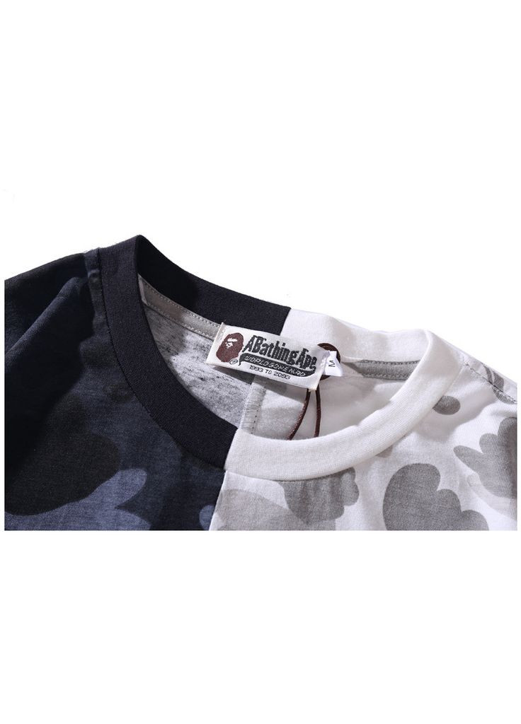 Футболка чёрно-белая Bape A Bathing Ape Shark Black White City Camo T-Shirt Unisex (356677800)