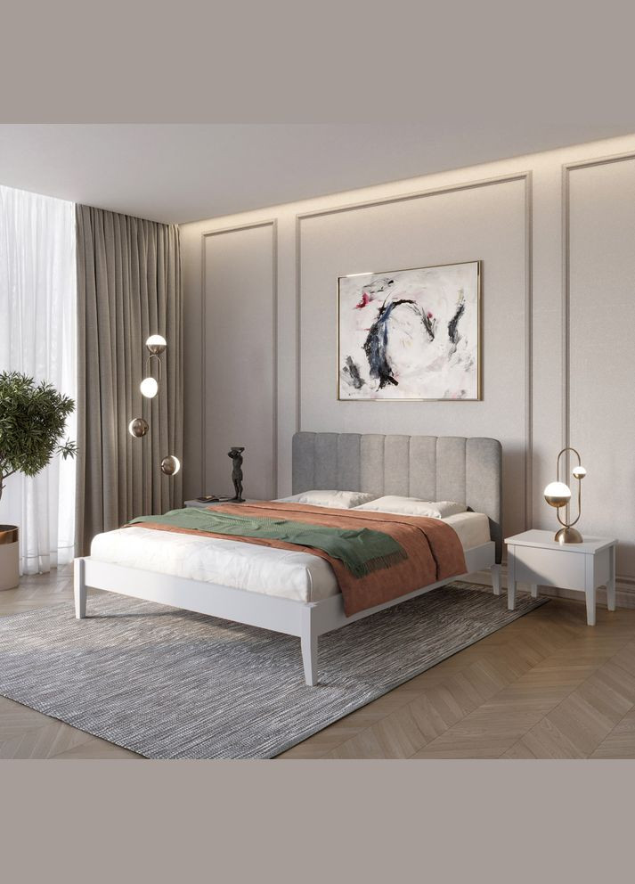 Односпальная деревянная кровать Лондон ДК (RAL-7040)/Аляска 93 (Серый) Б1 80х190 см (MBG-6756) Mebigrand (366086248)