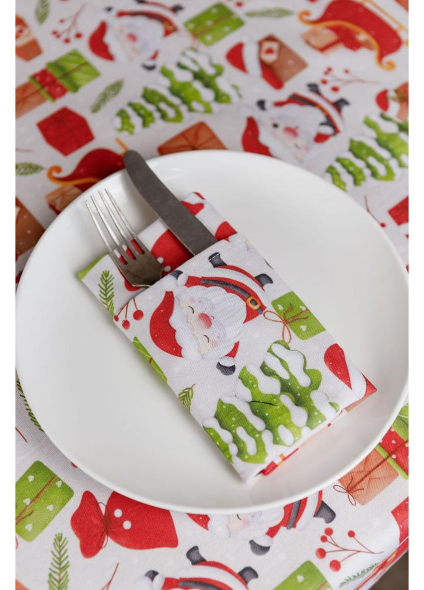 Скатертина 120х140 см Санта на білому Прованс (366969919)