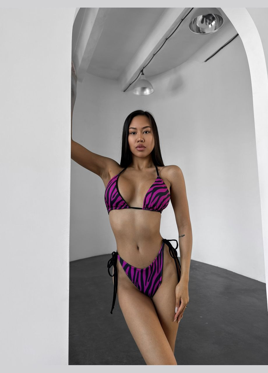 Фиолетовый летний яркий раздельный женский купальник раздельный Ghazel