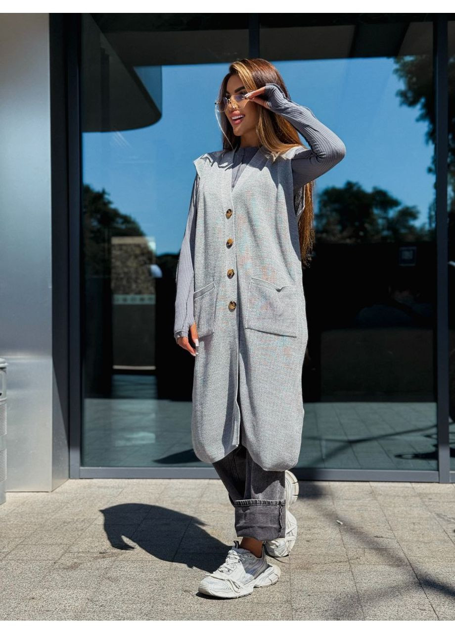 Светло-серый демисезонный кардиган GD/GL Модний простір