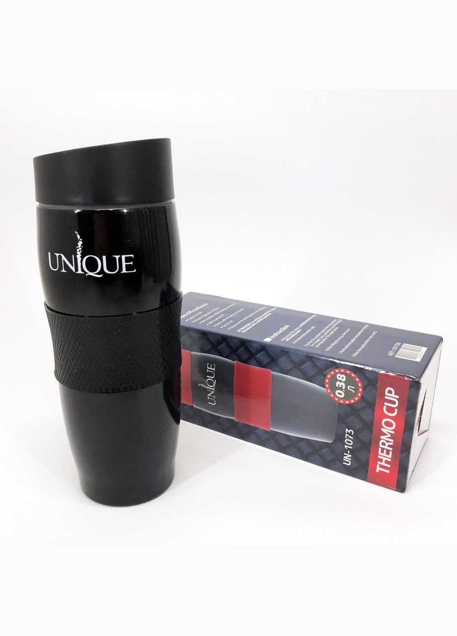 Термокухоль UN-1073 0.38 л, Термос для питної води туристичний. Колір: чорний Unique (364664666)